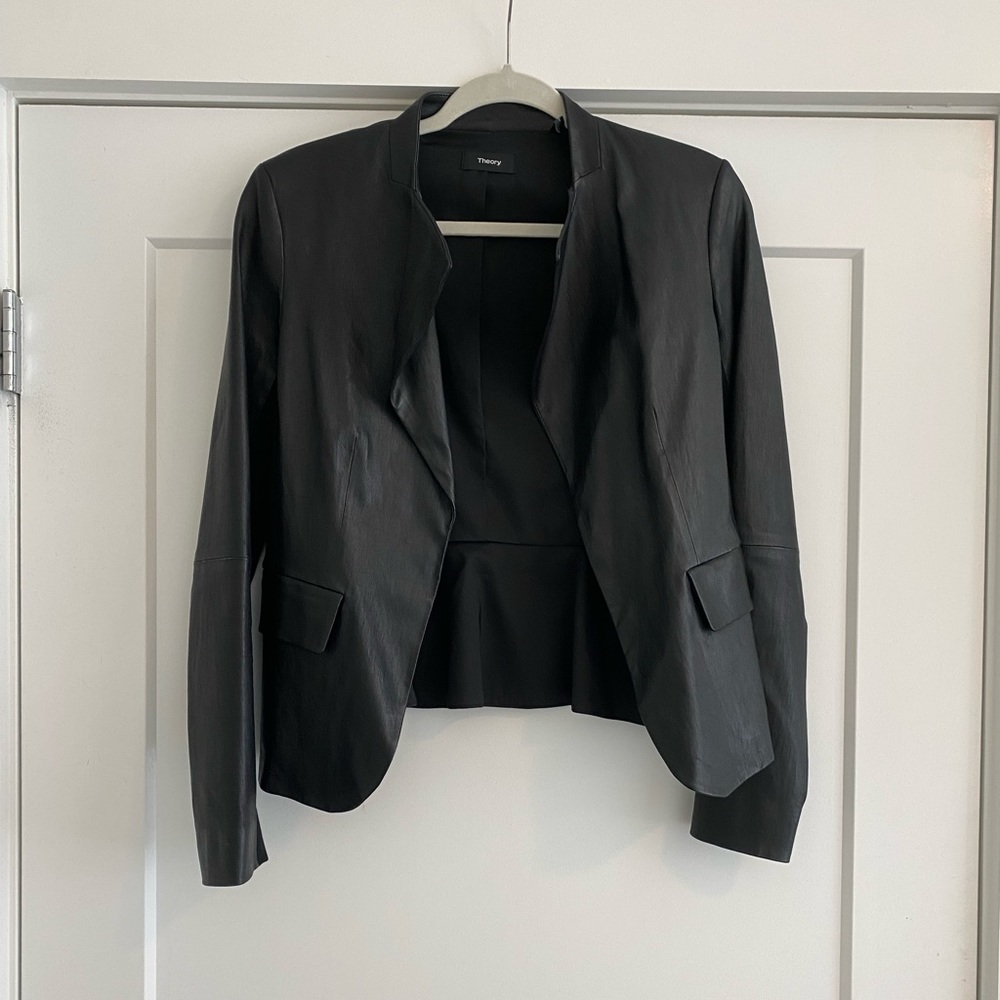 THEORY Leather Blazer